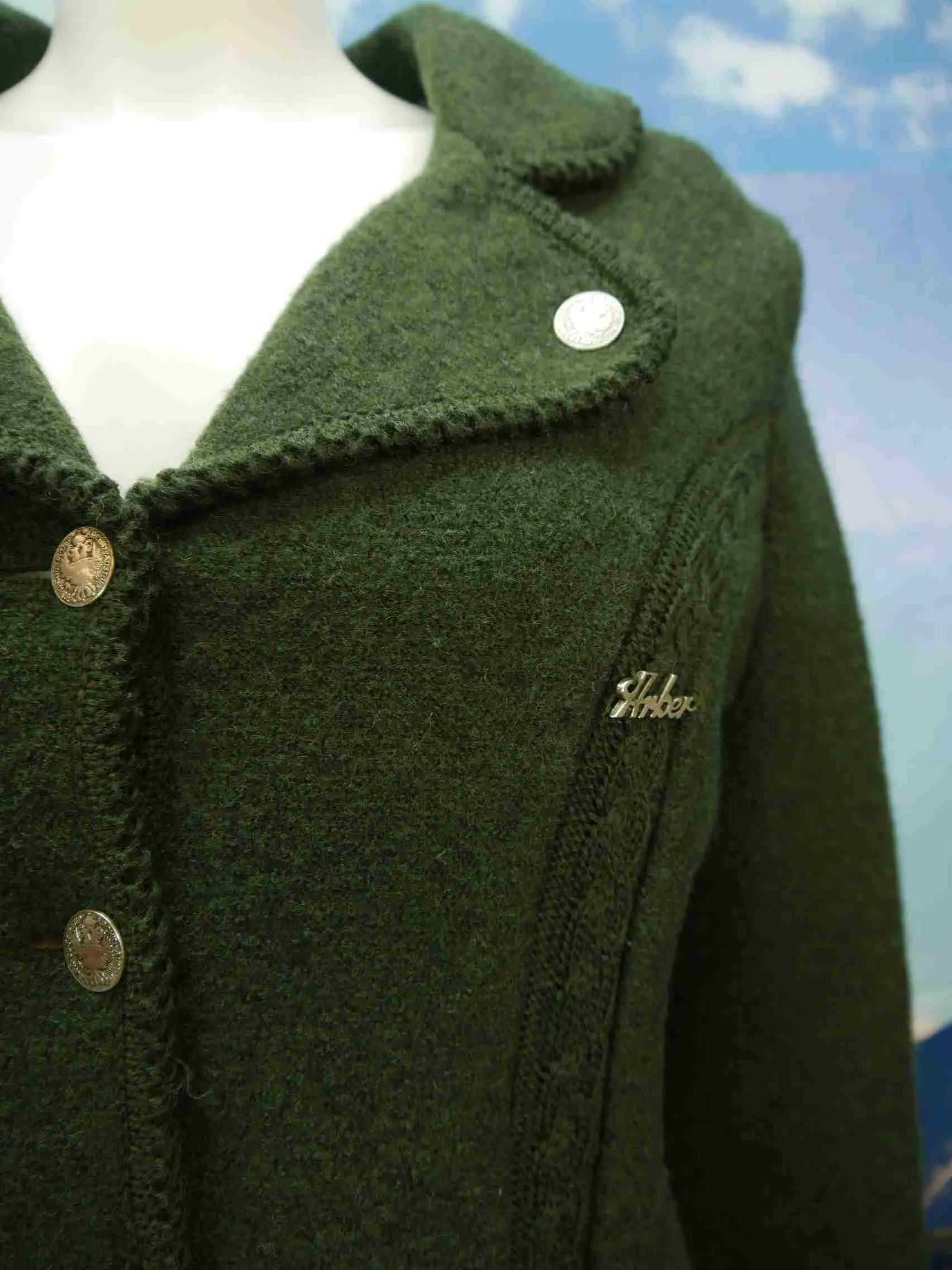 Arber Strickmoden neuwertig grün mit Wienernaht fesche Trachtenjacke Jacke Gr.44