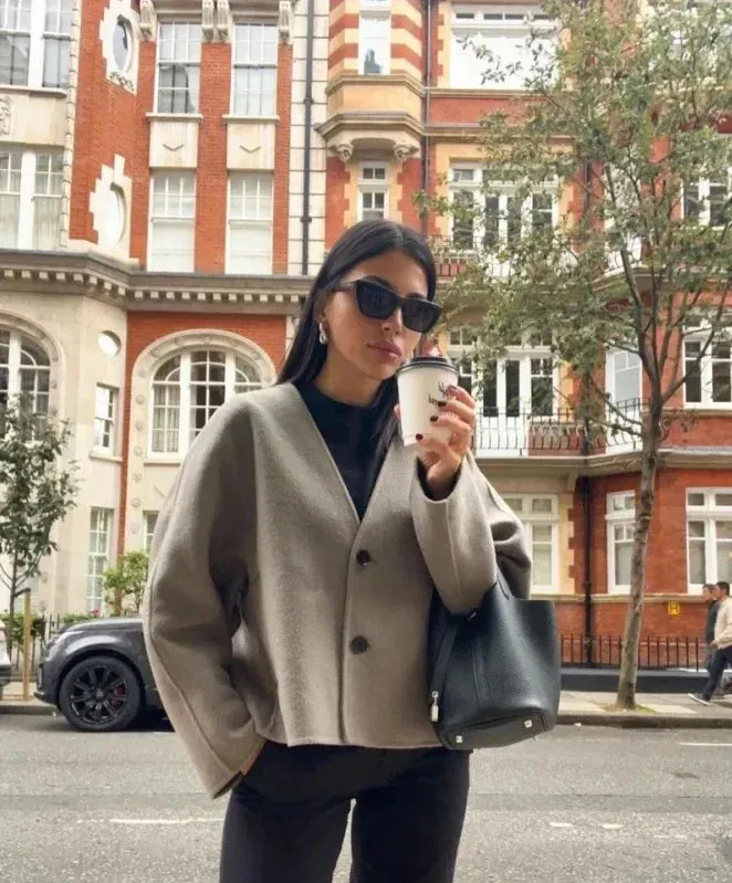 EMMA | Elegante kurze Wollmischung Jacke - Feminine Herbstmode